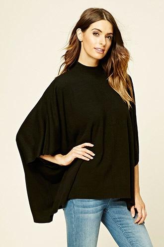 Forever21 Women's  Black Mock Neck Dolman Sweater