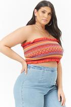 Forever21 Plus Size Embroidered Tube Crop Top