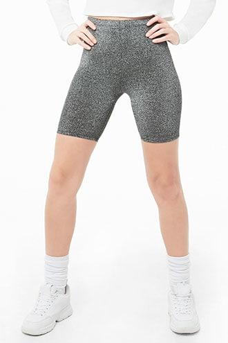 Forever21 Metallic Knit Biker Shorts