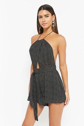 Forever21 Dot Print Halter Romper