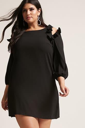 Forever21 Plus Size Open-shoulder Ruffle Dress