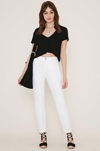 Forever21 Women's  White Mom Jeans