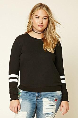 Forever21 Plus Women's  Plus Size Striped Sweatshirt