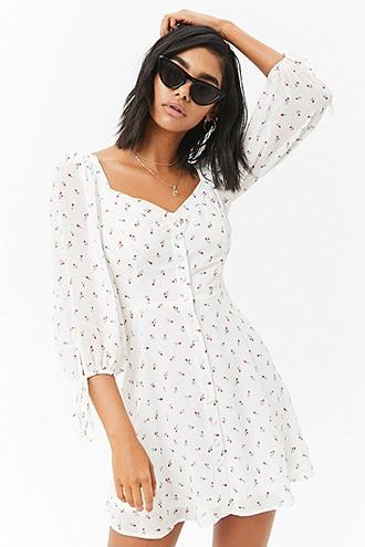 Forever21 Button-front Rose Floral Dress