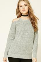 Forever21 Women's  Marled Open-shoulder Sweater