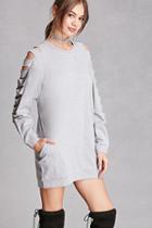 Forever21 Women's  Grey Longline Cutout Sweatshirt