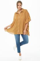 Forever21 Plus Size Striped Butterfly Sleeve Shirt