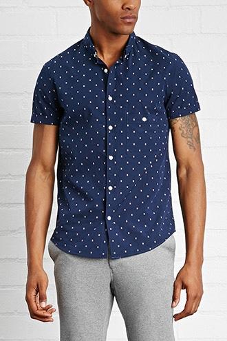 Forever21 Dotted Slim Fit Shirt