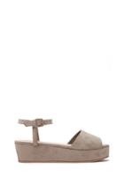 Forever21 Women's  Grey Faux Suede Wedge Sandals