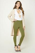 Forever21 Women's  Olive High-waist Stretch Knit Pants
