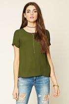 Forever21 Women's  Woven Cuffed Top