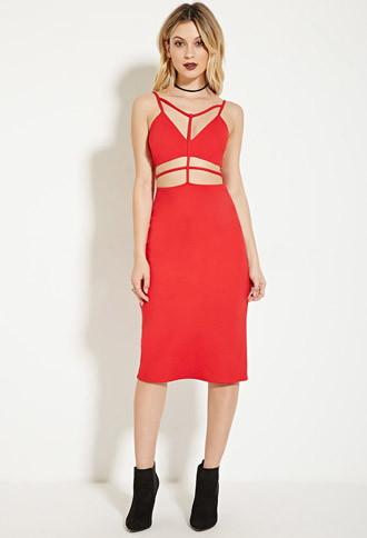 Forever21 Women's  Oh My Love Waterfalls Caged Dress