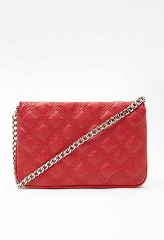 Forever21 Split-bottom Quilted Crossbody (red)