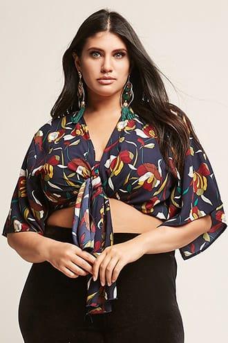 Forever21 Plus Size Floral Tie-front Top