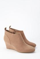 Forever21 Plus Women's  Faux Suede Wedge Booties (wide) (taupe)