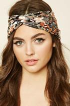Forever21 Charcoal Floral Twist-front Headwrap