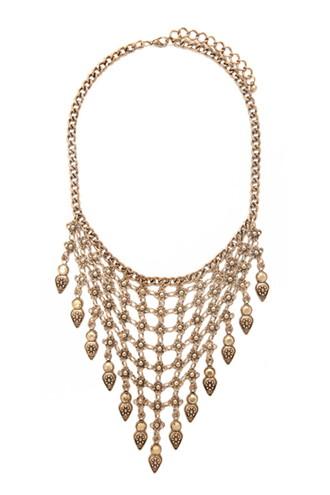 Forever21 Antic Gold Teardrop Statement Necklace