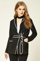 Forever21 Women's  Black Contrast-piped Blazer