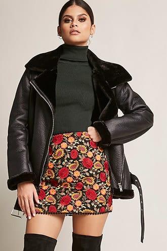 Forever21 Selfie Leslie Floral Embroidered Skirt