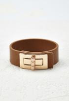 Forever21 Faux Leather Twist-lock Bracelet (tan/gold)