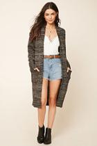 Forever21 Women's  Navy & Blue Wool-blend Longline Cardigan