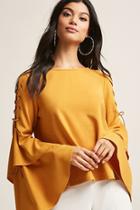 Forever21 Lace-up Bell Sleeve Top