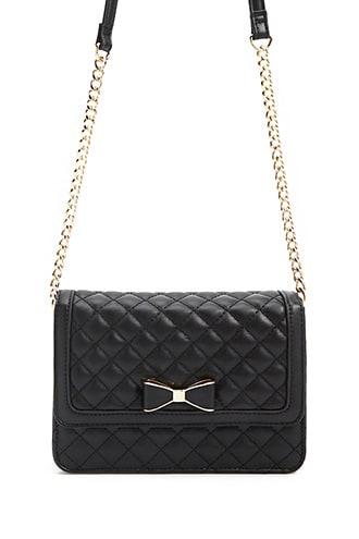 Forever21 Quilted Faux Leather Bow-front Crossbody