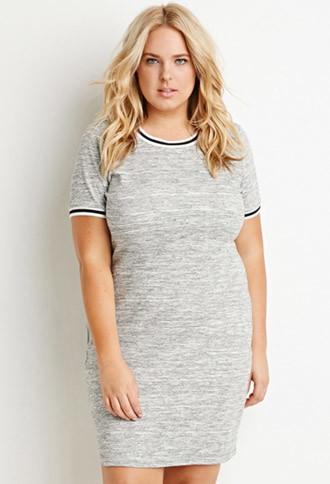 Forever21 Plus Marled Varsity-stripe Dress