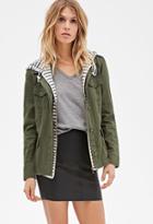 Forever21 Contemporary Striped Hood Utility Jacket
