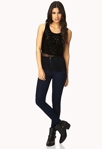 Forever21 Botanical Fringe Crop Top