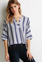 Forever21 Contemporary Striped Dot Print Top