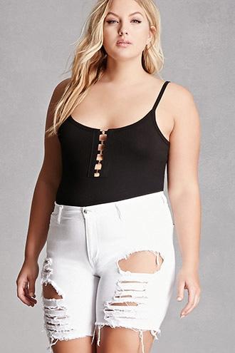 Forever21 Plus Size Frayed Denim Shorts