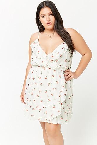 Forever21 Plus Size Flounce-trim Cherry Print Dress