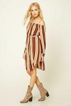 Love21 Women's  Striped Off-the-shoulder Dress