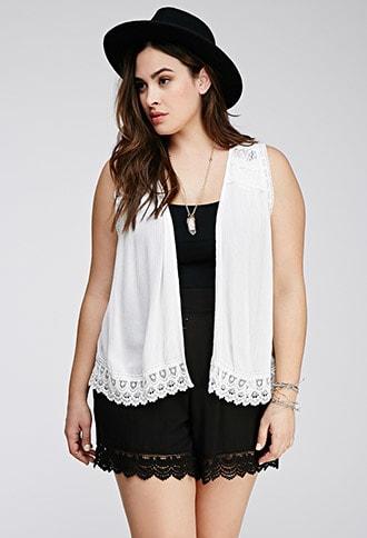 Forever21 Plus Size Crochet-trimmed Vest