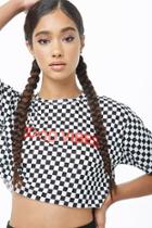 Forever21 Checkered Good Vibes Graphic Crop Top
