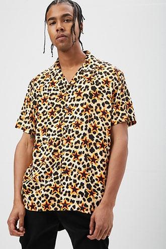 Forever21 Classic Fit Leopard & Star Print Shirt