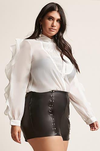 Forever21 Plus Size Sheer Pintucked Shirt