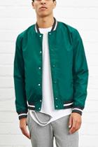 21 Men Men's  Green & Heather Grey Varsity Striped Windbreaker