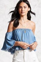 Forever21 Frayed Trim Chambray Crop Top