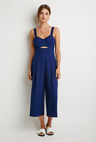Love 21 Textured Woven Jumpsuit Navy X-small