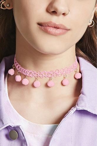 Forever21 Pom Pom Tattoo Choker
