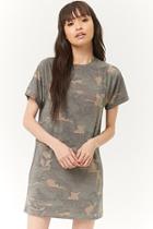 Forever21 Camo Raglan Mini T-shirt Dress