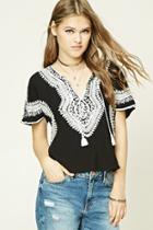 Forever21 Women's  Embroidered Ornate-inspired Top