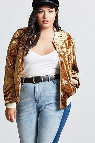 Forever21 Plus Size Velvet Bomber Jacket