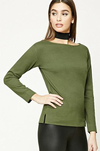 Forever21 Cotton Boat Neck Top