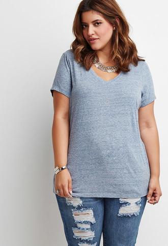 Forever21 Plus Heathered V-neck Tee