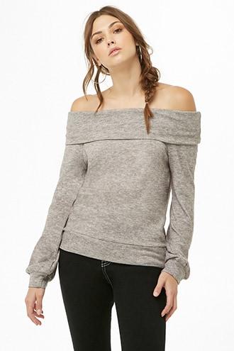 Forever21 Anm Marled Off-the-shoulder Top