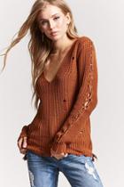 Forever21 Distressed Lace-up Sweater