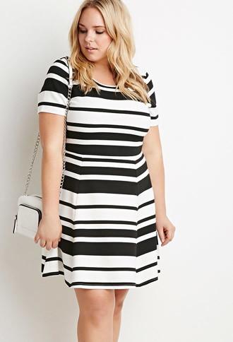 Forever21 Plus Multi-stripe Textured Dress